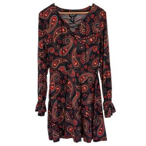 NWT Wrangler 60s inspired paisley print long sleeve fit & flare dress